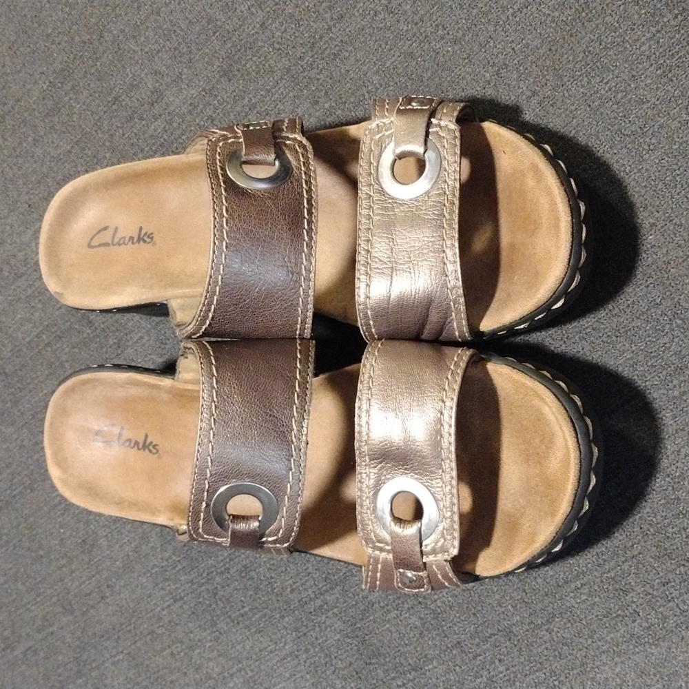Clarks wedge sandals Metallic Gold